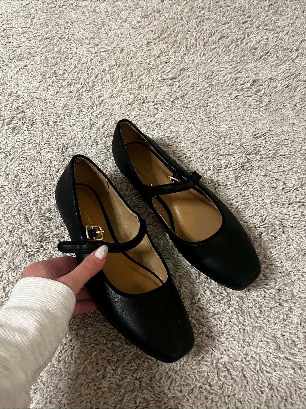 Zara Black Mary Jane Flats with Buckle Strap